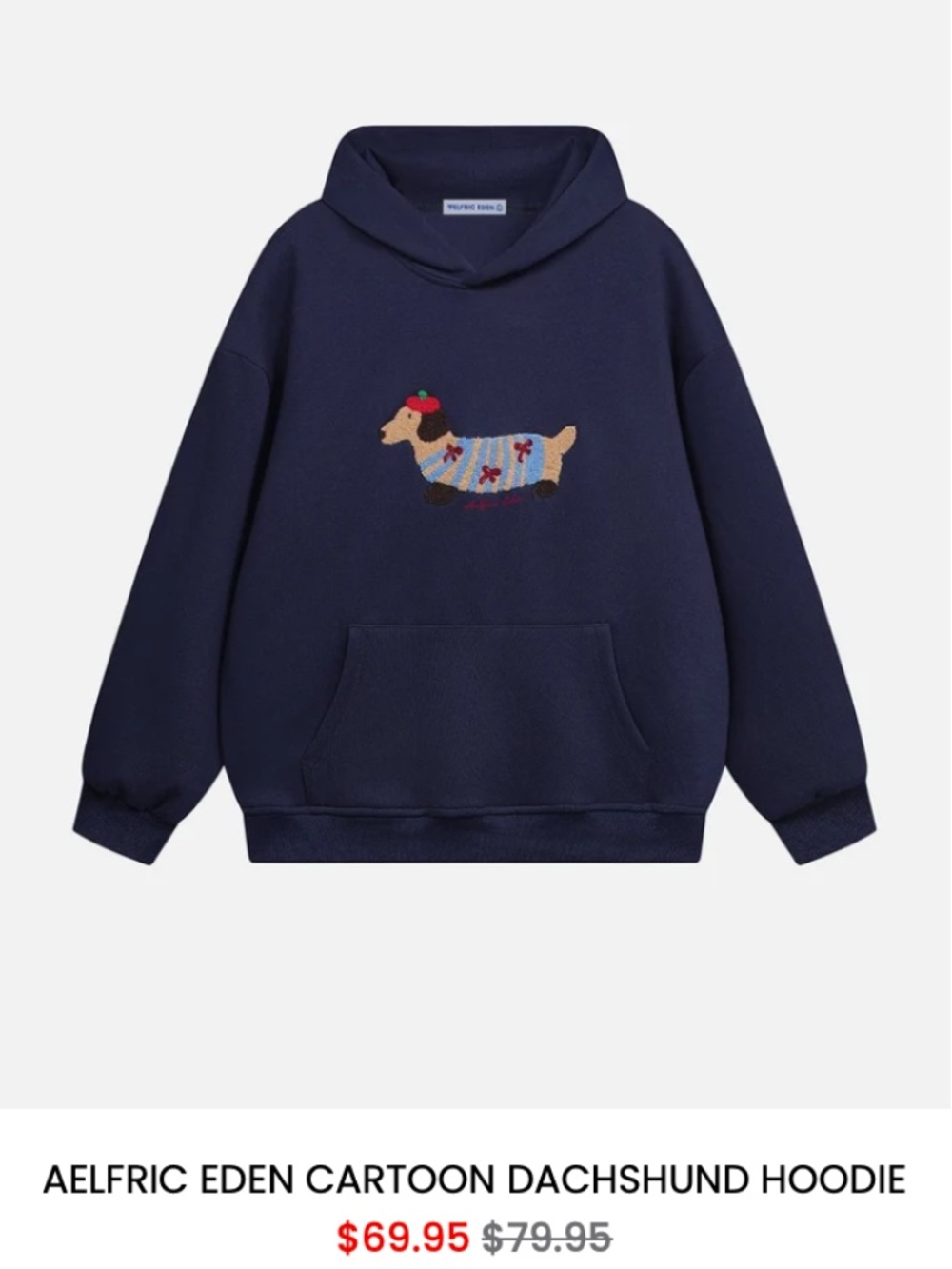 Aelfric Eden Dachshund Hoodie NWT - Size M